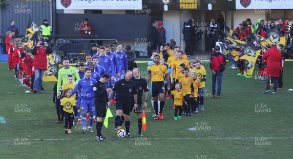 070118 - Newport County v Leeds United, Emirates FA Cup Round 3 - The teams take to the pitch at the start of the match