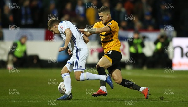 060119 - Newport County v Leicester City - FA Cup 3rd Round - Marc Albrighton of Leicester is challenged by Tyler Hornby-Forbes of Newport County