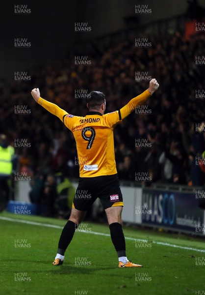 060119 - Newport County v Leicester City - FA Cup 3rd Round - Padraig Amond of Newport County celebrates at full time