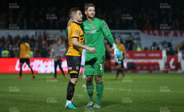 060119 - Newport County v Leicester City - FA Cup 3rd Round - Matthew Dolan and Joe Day of Newport County at full time