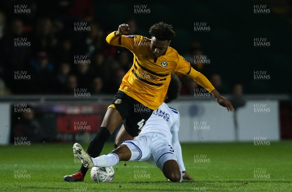 060119 - Newport County v Leicester City, FA Cup Third Round - Antoine Semenyo of Newport County is tackled by Hamza Choudhury of Leicester City