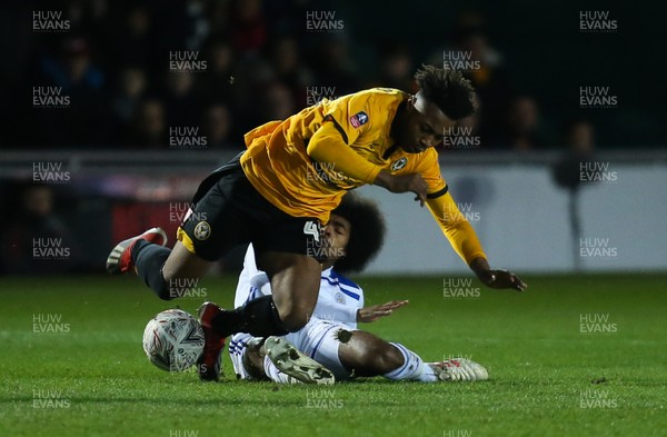 060119 - Newport County v Leicester City, FA Cup Third Round - Antoine Semenyo of Newport County is tackled by Hamza Choudhury of Leicester City