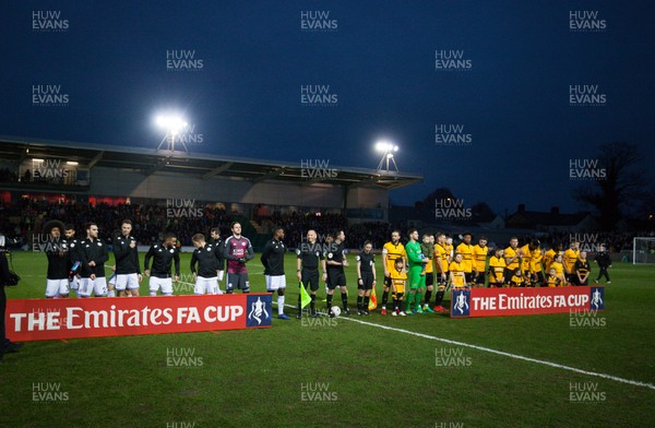 060119 - Newport County v Leicester City, FA Cup Third Round - The two teams line up at the start of the match