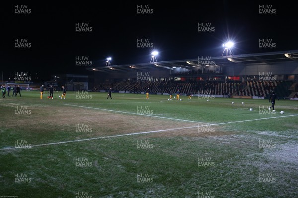 210120 - Newport County v Leicester City U21s, EFL Leasingcom Trophy Quarter-Final - A general view of Rodney Parade as it announced that the match is postponed due to a frozen pitch just 20 minutes before it was due to start
