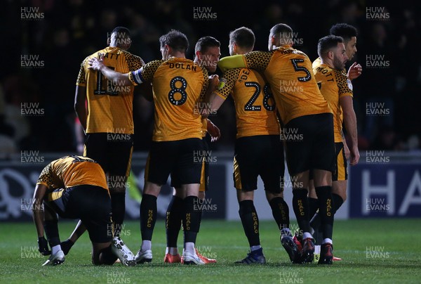 040220 - Newport County v Leicester City U21s - Leasingcom Trophy - Scot Bennett of Newport County celebrates scoring a goal with team mates