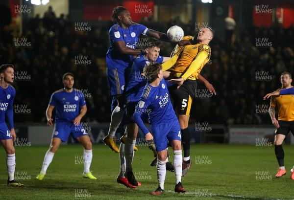 040220 - Newport County v Leicester City U21s - Leasingcom Trophy - Kyle Howkins of Newport County is challenged by Darnell Johnson of Leicester City U21s