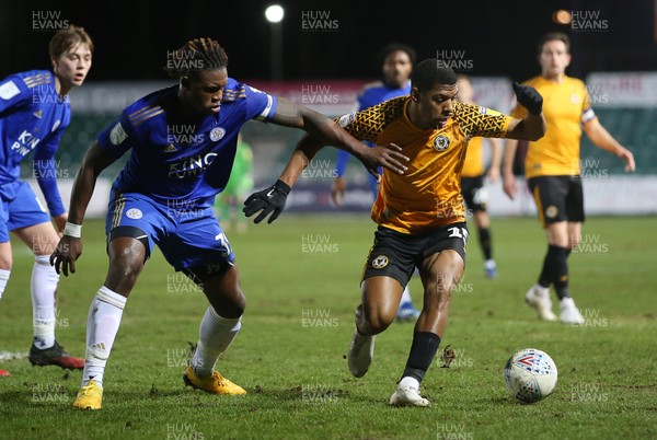 040220 - Newport County v Leicester City U21s - Leasingcom Trophy - Tristan Abrahams of Newport County is challenged by Darnell Johnson of Leicester City U21s