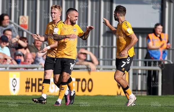 040921 - Newport County v Leyton Orient - SkyBet League Two - Dom Telford of Newport County celebrates scoring a goal