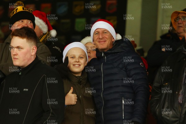 231217 - Newport County v Lincoln City - Sky Bet League 2 - Fans of Newport County get into the Christmas Spirit before kick off 
