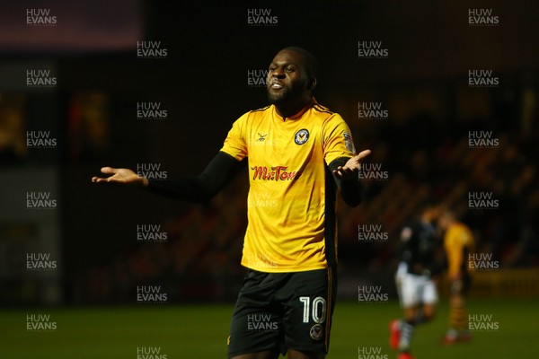 231217 - Newport County v Lincoln City - Sky Bet League 2 - Frank Nouble of Newport County shows his frustration