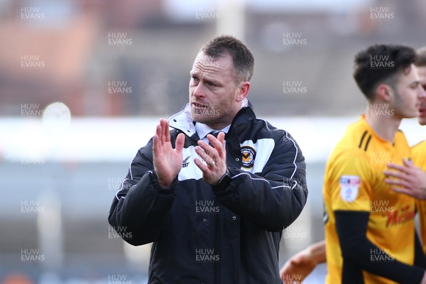 170318 - Newport County v Luton Town - Sky Bet League 2 - Manager of Newport County Michael Flynn applauds the supporters after the final whistle