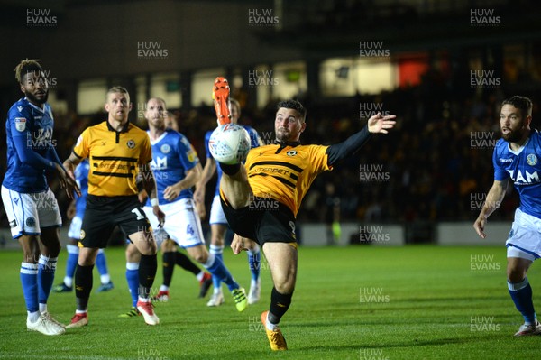 021018 - Newport County v Macclesfield Town - SkyBet League 2 - Padraig Amond of Newport County tries to get on the end of a cross