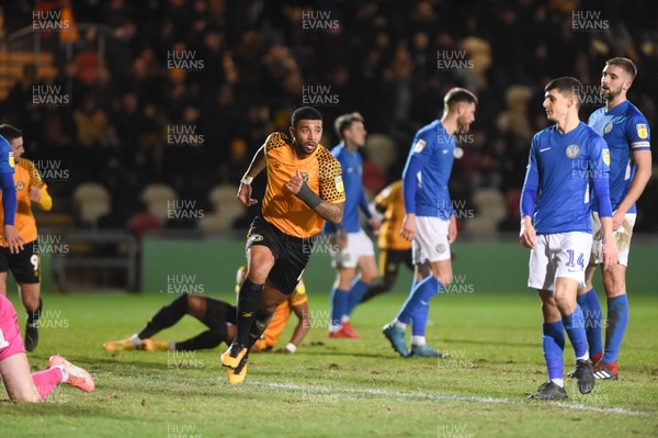 280120 - Newport County v Macclesfield Town - Sky Bet League 2 - Joss Labadie of Newport County celebrates after scoring the first goal 