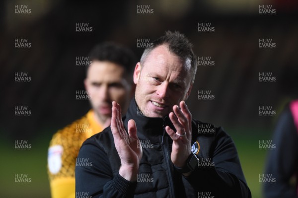 280120 - Newport County v Macclesfield Town - Sky Bet League 2 - Mike Flynn manager of Newport County 
