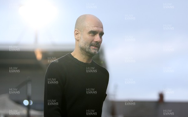 160219 - Newport County v Manchester City - FA Cup 5th Round - Manchester City Manager Pep Guardiola arrives at the ground