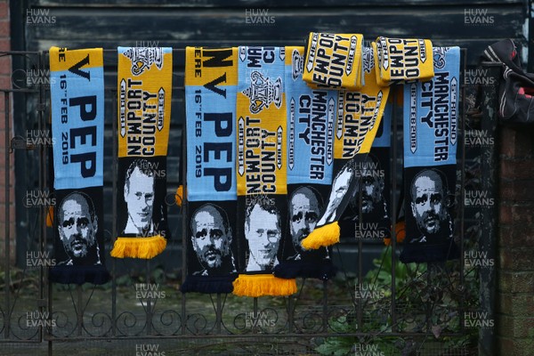 160219 - Newport County v Manchester City - FA Cup 5th Round - Scarfs outside the ground
