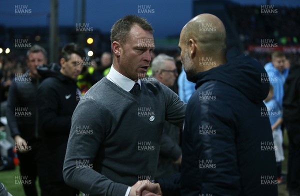 160219 - Newport County v Manchester City - FA Cup 5th Round - Newport County Manager Michael Flynn and Manchester City Manager Pep Guardiola