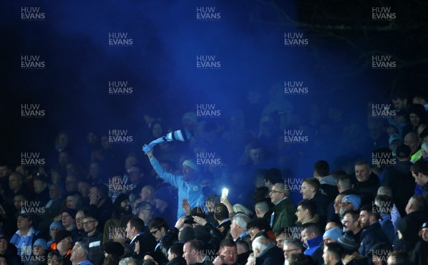 160219 - Newport County v Manchester City - FA Cup 5th Round - City fans let off a flare