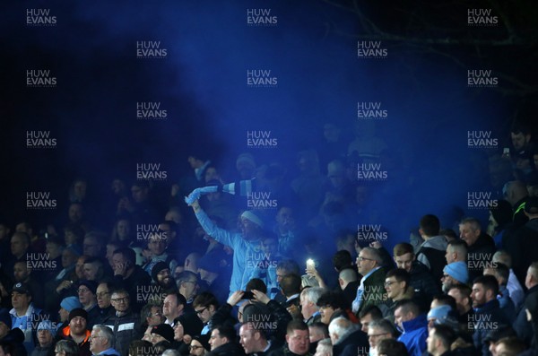 160219 - Newport County v Manchester City - FA Cup 5th Round - City fans let off a flare