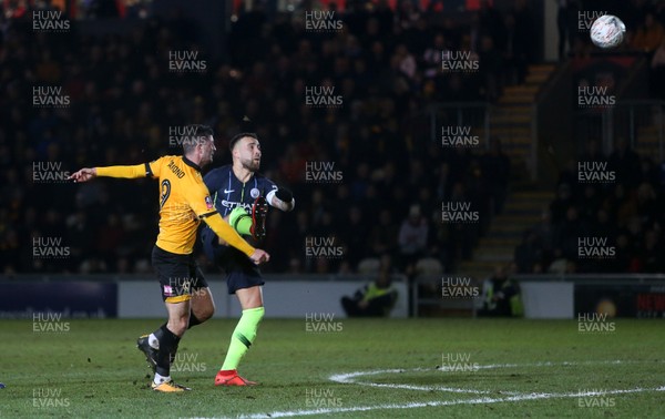 160219 - Newport County v Manchester City - FA Cup 5th Round - Padraig Amond of Newport County scores a goal