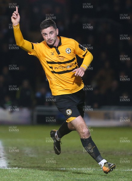 160219 - Newport County v Manchester City - FA Cup 5th Round - Padraig Amond of Newport County celebrates scoring a goal