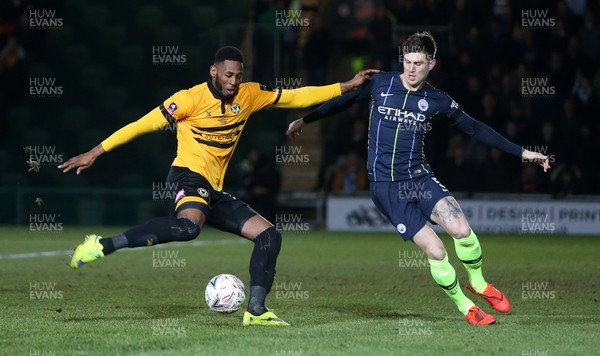 160219 - Newport County v Manchester City - FA Cup 5th Round - Jamille Matt of Newport County takes a shot a goal