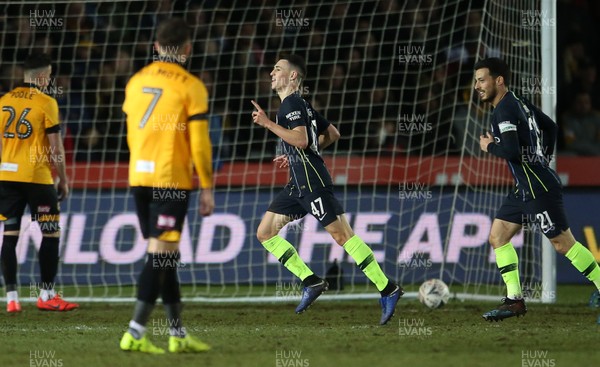 160219 - Newport County v Manchester City - FA Cup 5th Round - Phil Foden of Manchester City celebrates scoring a goal