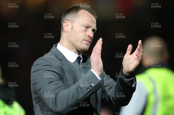 160219 - Newport County v Manchester City - FA Cup 5th Round - Newport County Manager Michael Flynn thanks the fans at full time