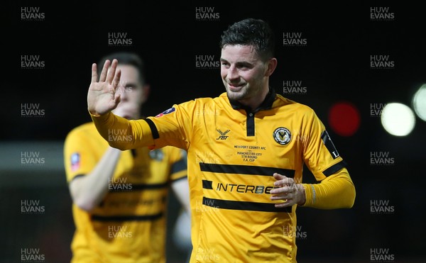 160219 - Newport County v Manchester City - FA Cup 5th Round - Padraig Amond of Newport County waves to fans at full time