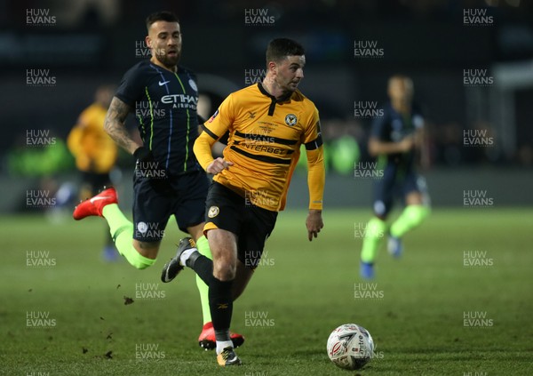 160219 - Newport County v Manchester City, FA Cup Fifth Round - Padraig Amond of Newport County breaks away