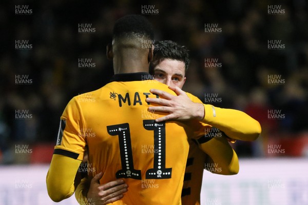 160219 - Newport County v Manchester City, FA Cup Fifth Round - Padraig Amond of Newport County with Jamille Matt of Newport County t the end of the match