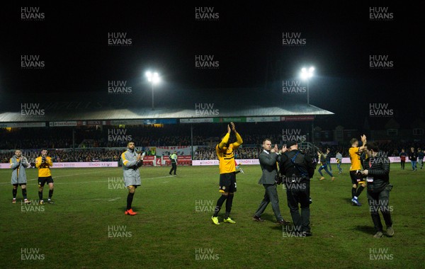 160219 - Newport County v Manchester City, FA Cup Fifth Round - Newport County players applaud the fans at the end of the match