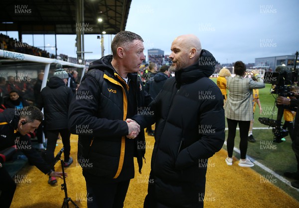 280124 - Newport County v Manchester United - FA Cup, Fourth Round - Newport County Manager Graham Coughlan and Manchester United Manager Erik ten Hag 