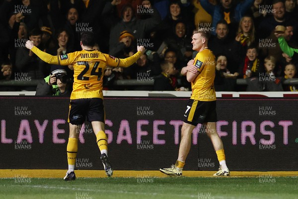 280124 - Newport County v Manchester United - FA Cup, Fourth Round - Will Evans of Newport County celebrates scoring a goal in the second half