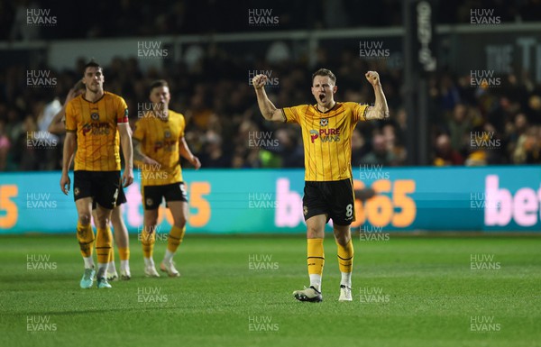 280124 - Newport County v Manchester United, FA Cup Fourth Round - Bryn Morris of Newport County celebrates after scoring goal