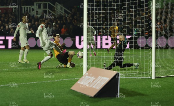 280124 - Newport County v Manchester United, FA Cup Fourth Round - Will Evans of Newport County scores County’s second goal