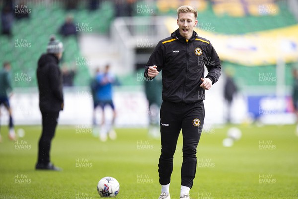 020324 - Newport County v Mansfield Town - Sky Bet League 2 - Harry Charsley of Newport County during the warm up