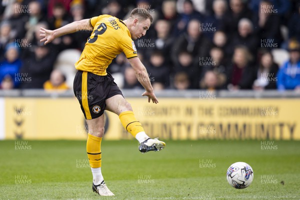 020324 - Newport County v Mansfield Town - Sky Bet League 2 - Bryn Morris of Newport County with a shot on goal