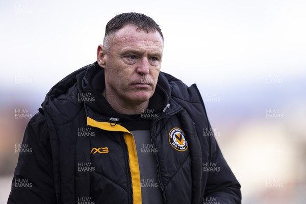 020324 - Newport County v Mansfield Town - Sky Bet League 2 - Newport County manager Graham Coughlan during half time
