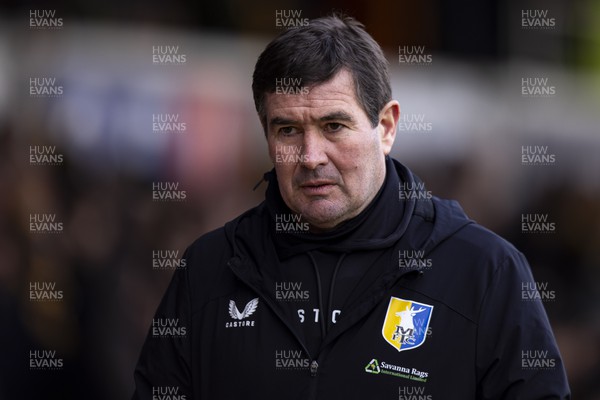 020324 - Newport County v Mansfield Town - Sky Bet League 2 - Mansfield Town manager Nigel Clough during half time