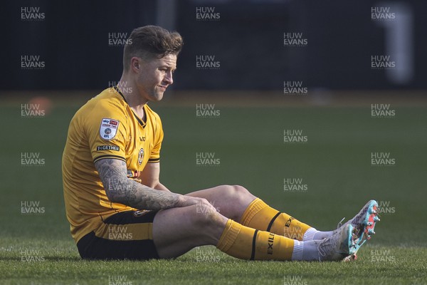 020324 - Newport County v Mansfield Town - Sky Bet League 2 - James Clarke of Newport County Down injured