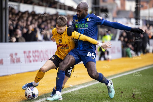 020324 - Newport County v Mansfield Town - Sky Bet League 2 - Lewis Payne of Newport County in action against Hiram Boateng of Mansfield Town