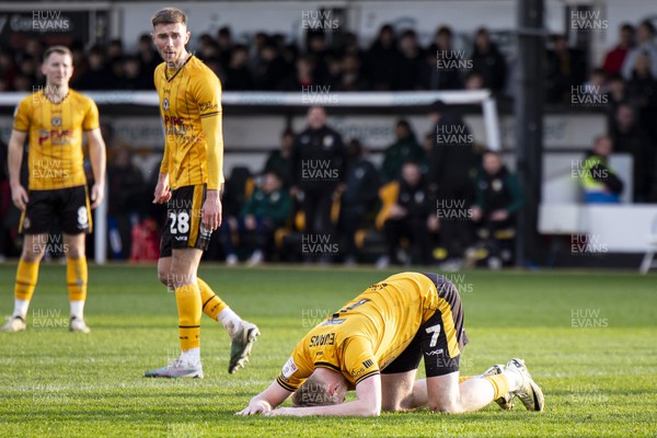020324 - Newport County v Mansfield Town - Sky Bet League 2 - Will Evans of Newport County reacts after missing a shot on goal