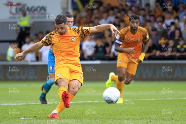 030819 - Newport County v Mansfield Town, Sky Bet League 2 - Padraig Amond of Newport County scores his side's second goal from a penalty