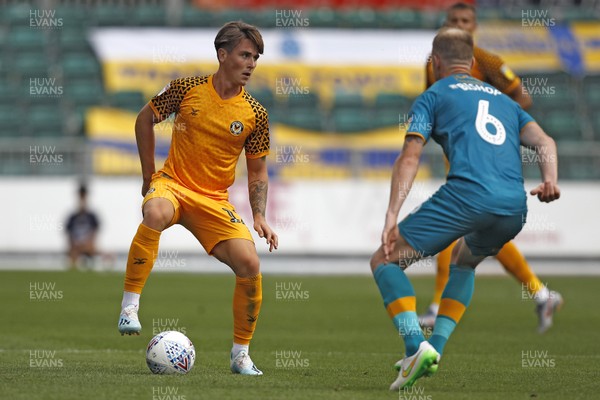 030819 - Newport County v Mansfield Town, Sky Bet League 2 - Will Randall-Hurren of Newport County (left) in action with Neal Bishop of Mansfield Town