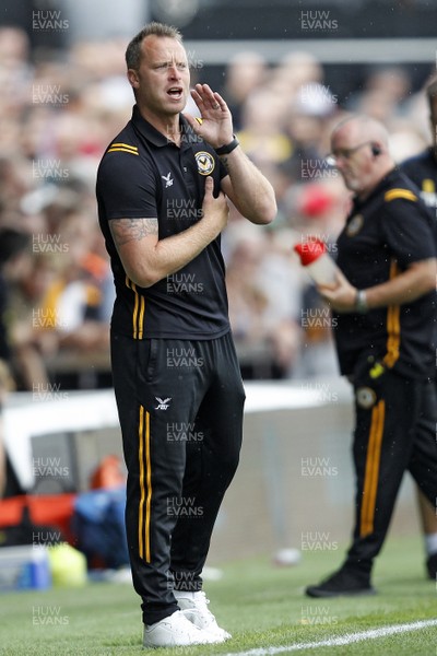 030819 - Newport County v Mansfield Town, Sky Bet League 2 - Newport County Manager Michael Flynn shouts instructions to his players during the match