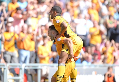 060816 - Newport County v Mansfield Town - Sky Bet League 2 -Jack Compton of Newport County celebrates scoring goal with Joss Labadie