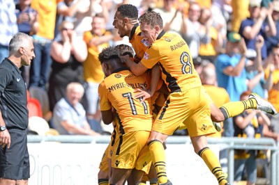 060816 - Newport County v Mansfield Town - Sky Bet League 2 -Jack Compton of Newport County celebrates scoring goal with team mates