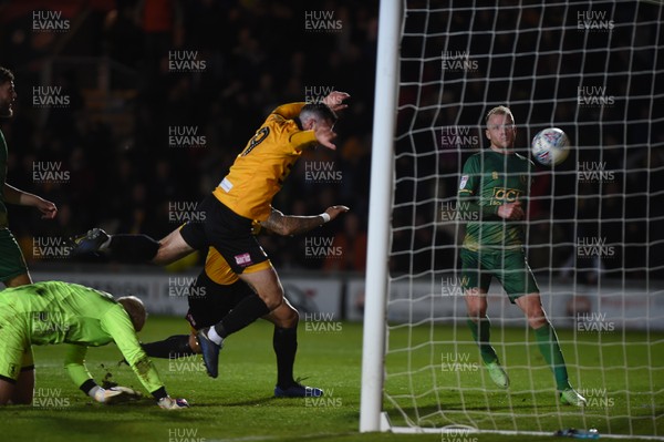 090519 - Newport County v Mansfield Town - Sky Bet League 2 - Play Off 1st Leg -  Padraig Amond of Newport County scores 