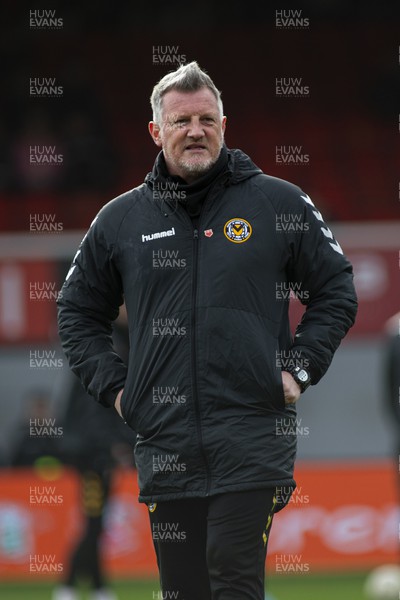 190222 - Newport County v Mansfield Town - Sky Bet League 2 - Newport County assistant manager Wayne Hatswell during the warm up